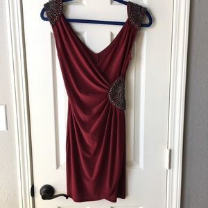 B. Darlin maroon dress with beading Small